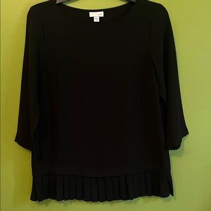 J. Jill black pleated blouse with three-quarter sleeves